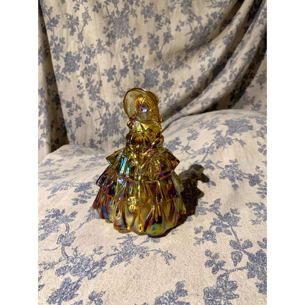 Wheaton Amber Iridescent Colonial Southern Belle Glass Figurine